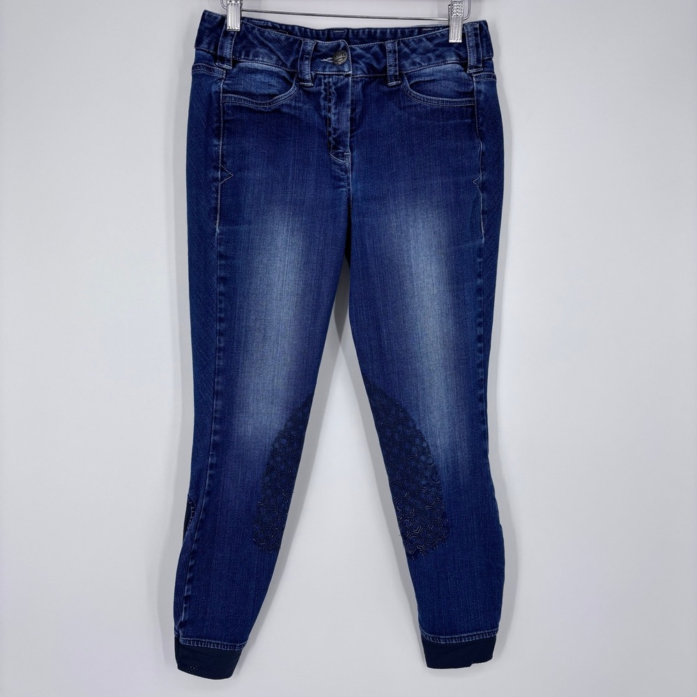 Ariat Denim Knee Patch Breeches Womens 26R Riding Pants Equestrian Blue Stretch
